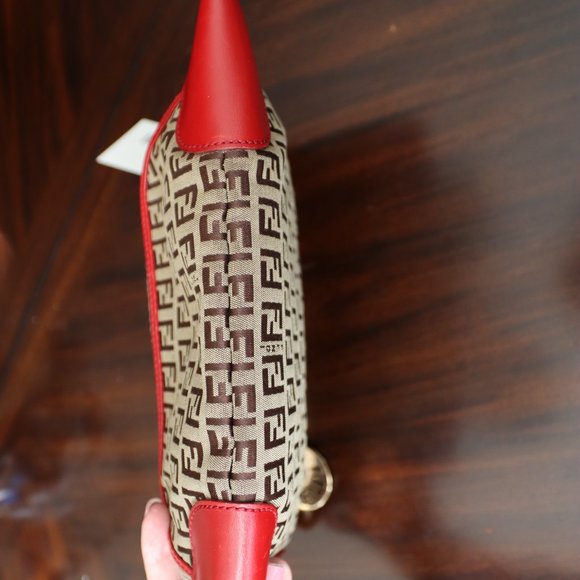 Fendi Zucco With Red Leather Trim - Picture 13 of 14